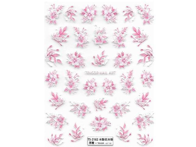 5D Samolepky na nehty - Růžové květy - 2162
